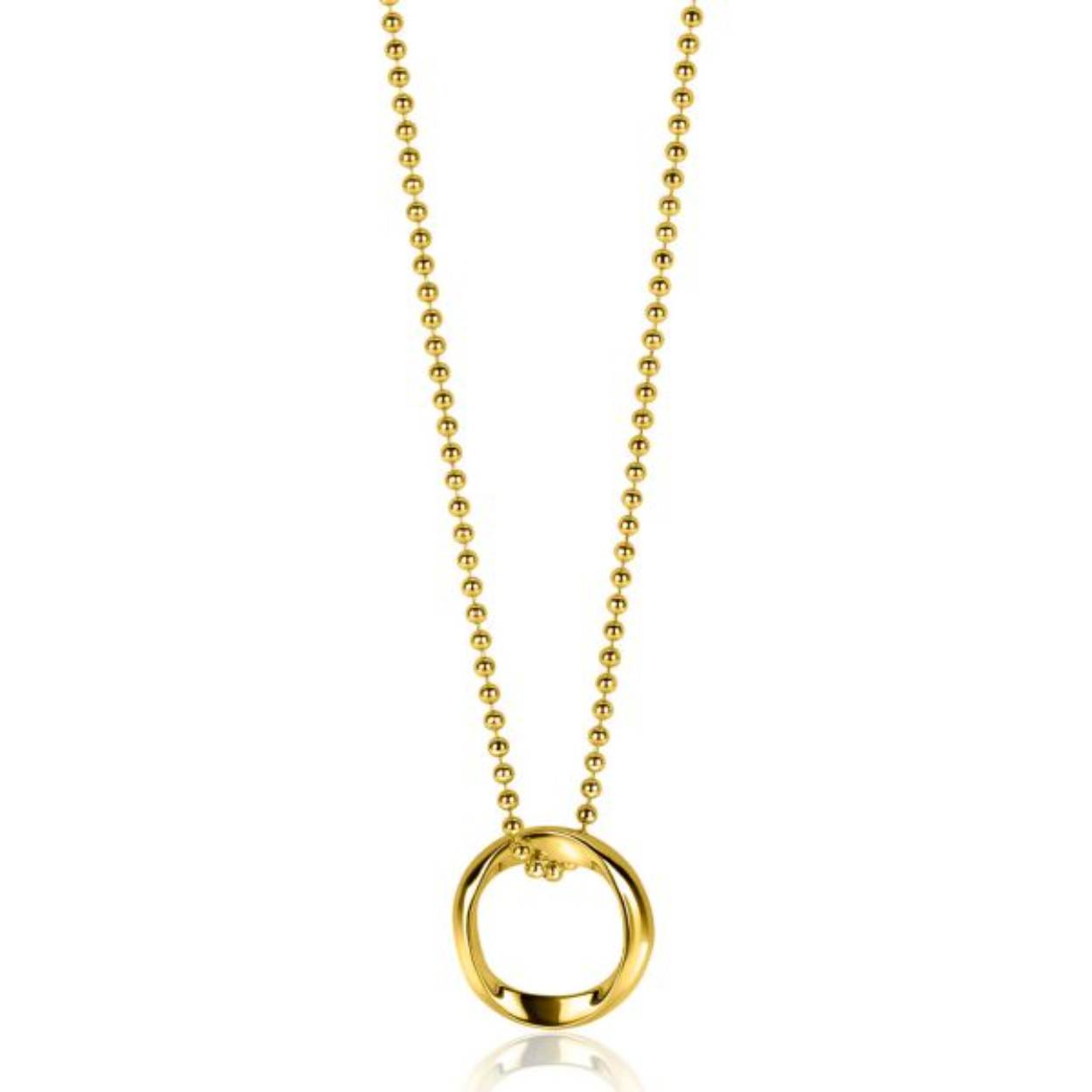 ZINZI gold plated zilveren bolletjes ketting met gladde hanger in ronde organische vorm 45-48cm ZIC2611G
