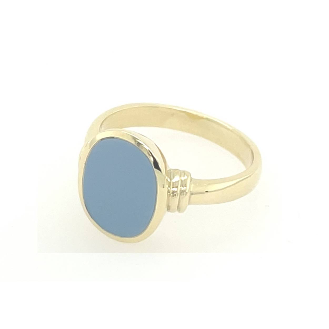 14k gouden zegel ring met lichte lagensteen