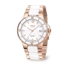 rose/wit ceramic  horloge dames