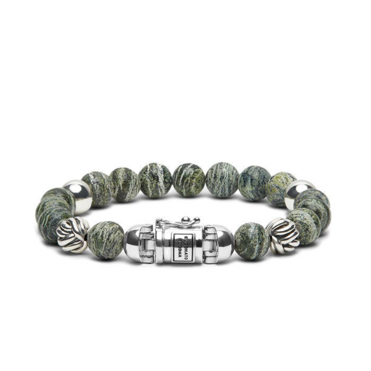 188GR E - Spirit Bead Green Zebra Jasper-20cm