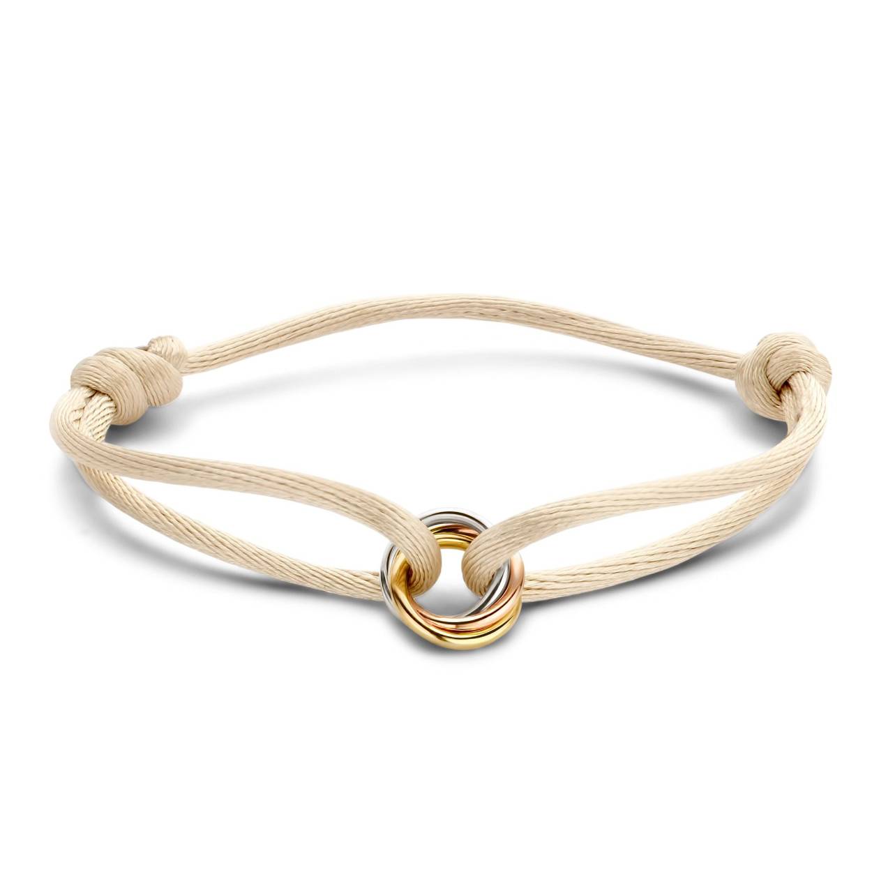 Just franky gouden Iconic Bracelet Triple Colour- satijn de kleur en de maat van de satijnen armband zijn aan te passen naar uw wens.
