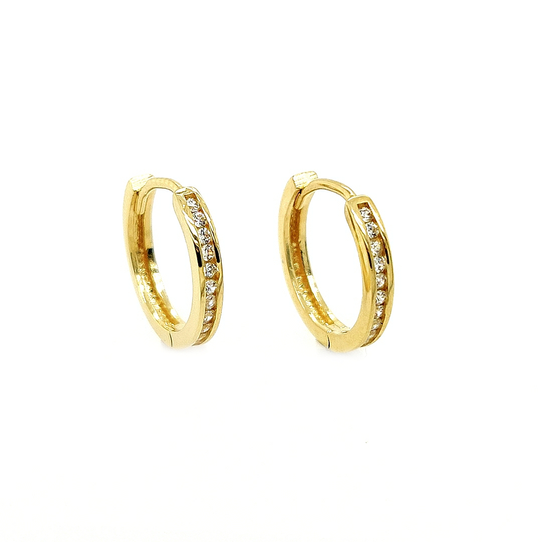 Deze klapoorringen zijn ontzettend leuk! Deze oorringen hebben een rij met briljant geslepen zirkonia stenen. Deze oorringen schitteren letterlijk door de zirkonia stenen. De oorringen zijn gemiddeld van formaat.