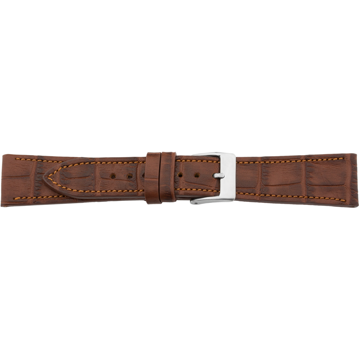 Horlogeband leder 607 Mat bruin kroko print 20mm 