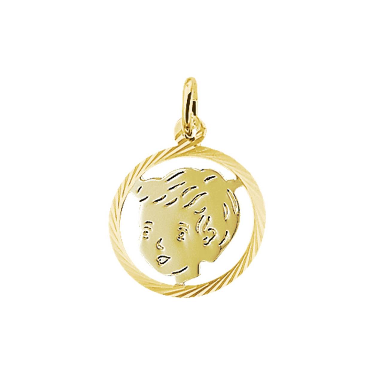 14k geelgoud jongenskopje met facetrand