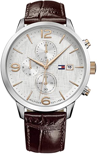 Tommy Hilfiger polshorloge met bruin leren band