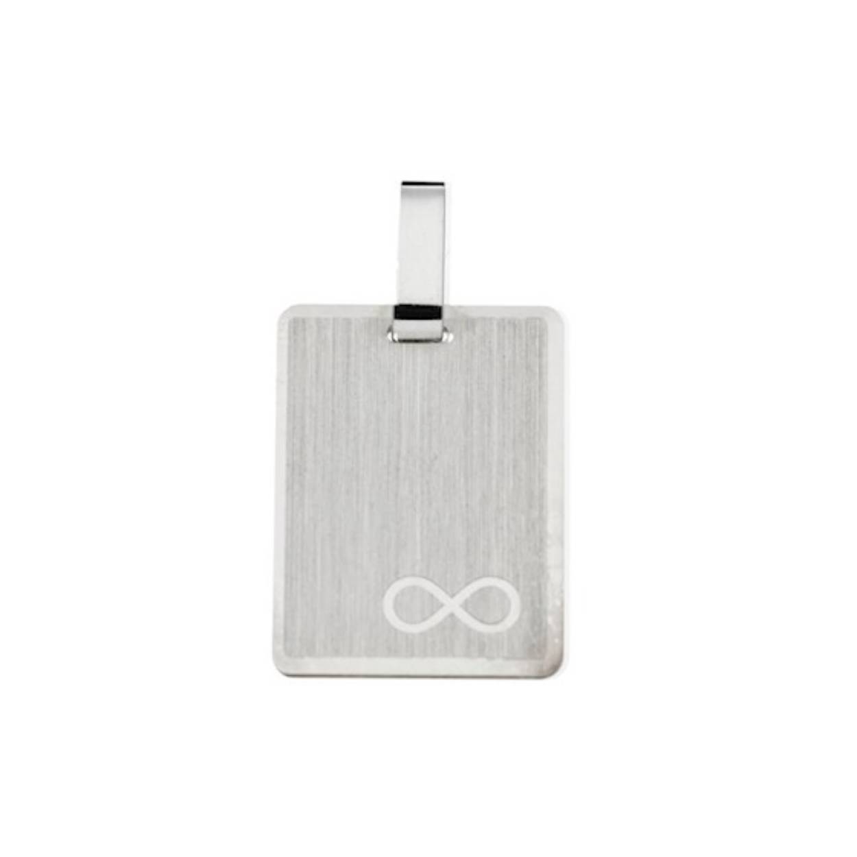 Zilveren graveer hanger rechthoek 14x19mm met infinity