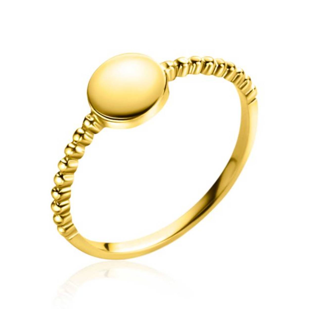 ZINZI Gold 14 karaat gouden ring met bolletjes scheen en glanzend rond plaatje van 6,5mm. Vervaardigd van geheel 14 karaat goud (585).
