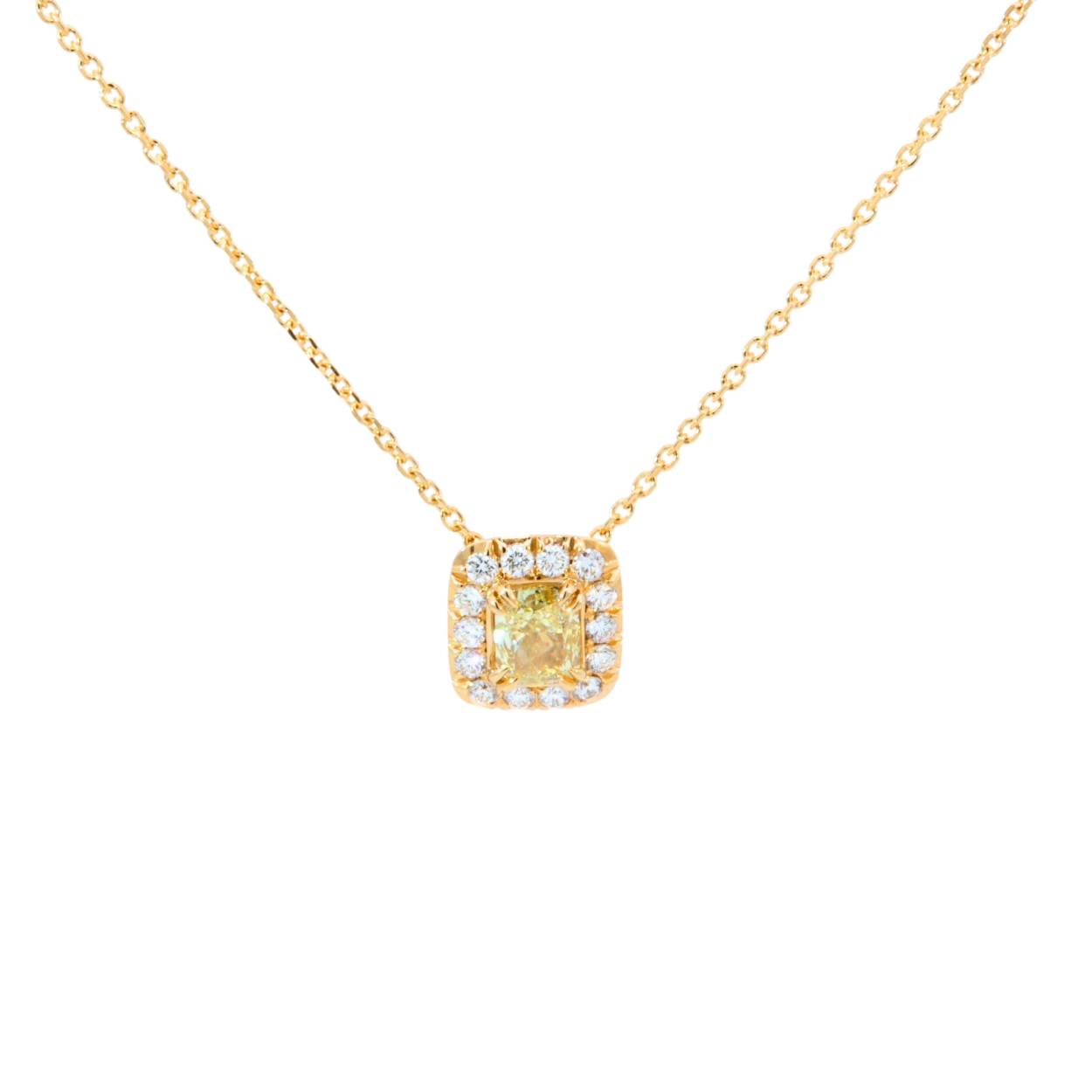 Elegante geelgouden ketting met fancy diamant 0.60ct
