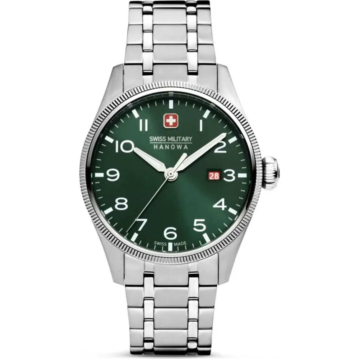 Dit is een horloge van het merk Swiss Military Hanowa gemaakt voor heren.
De specificaties zijn als volgt:
Kastmaat: 43
Waterdichtheid: 10 ATM / 100 Meter / 330 Feet
Dit horloge heeft de volgende functies/eigenschappen:
Datumaanduiding