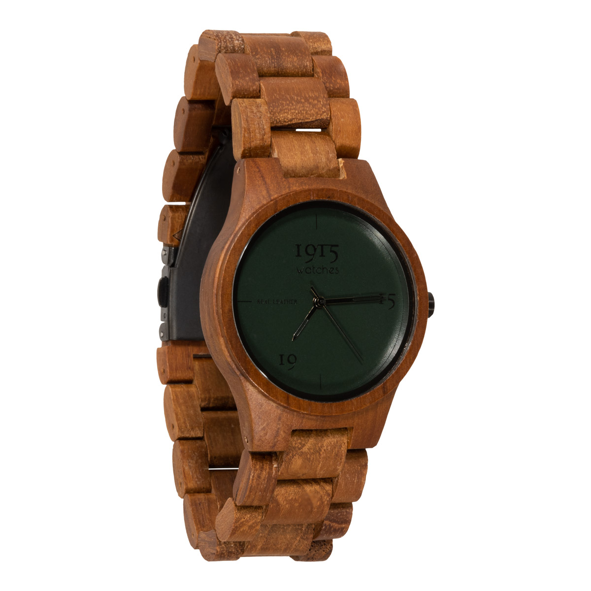 1915 horloge met groen lederen wijzerplaat