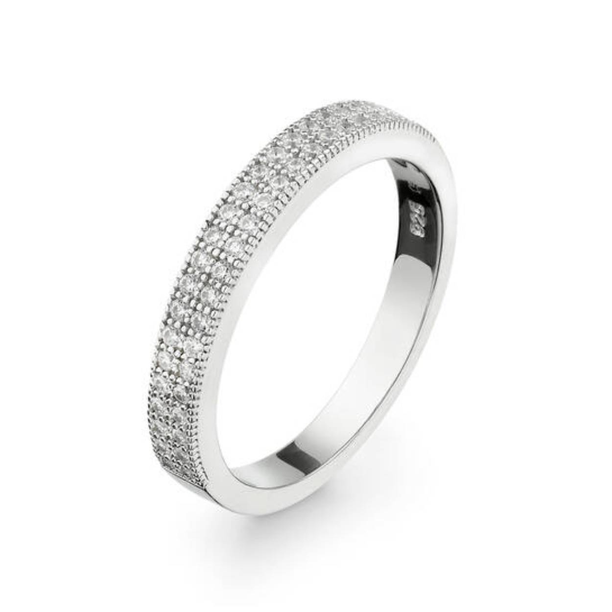 Zilveren ring met zirkonia in maat 54