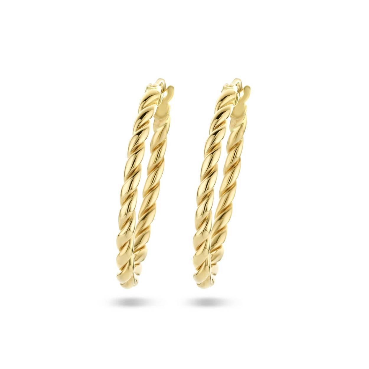 14k Geelgouden oorringen met een afmeting van 24x2mm.