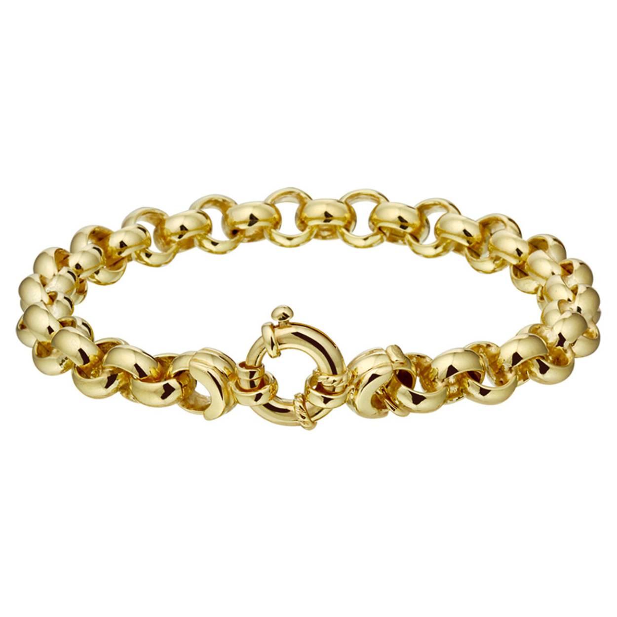 Fjory 14krt geelgouden Jasseron armband  met zilveren kern. De armband heeft een lengte van 19cm en de schakels een breedte van 5,6mm.