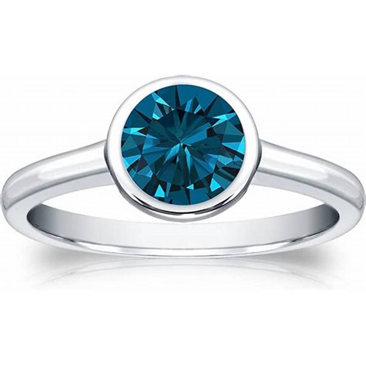 14k witgouden ring met 6.0mm Blauwe Topaas