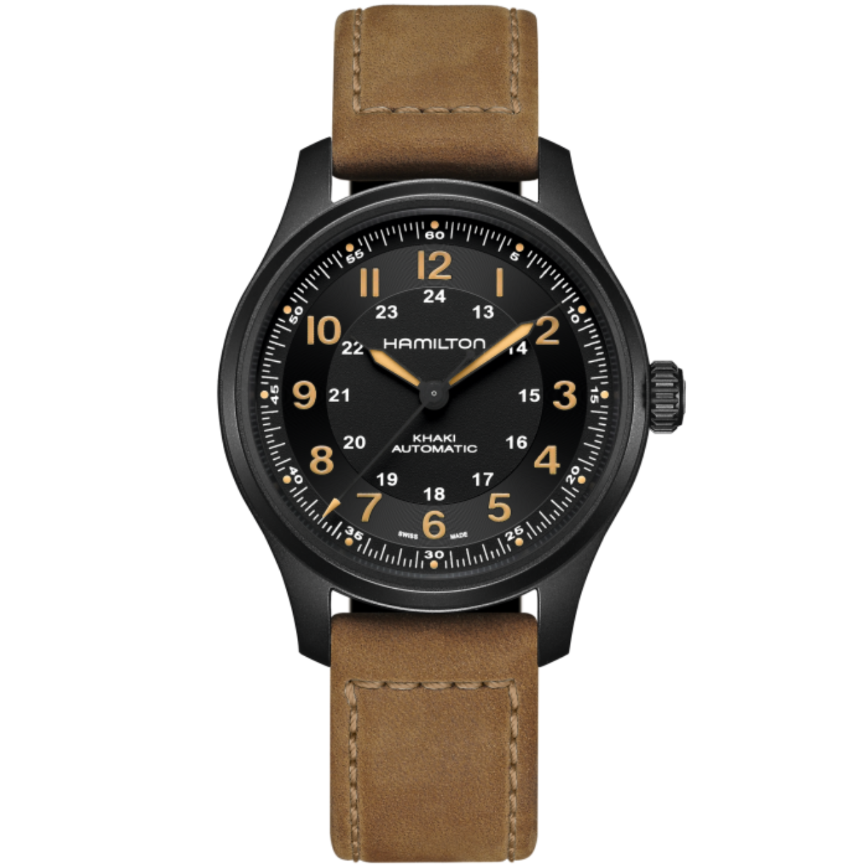 Automatic | 42mm | H70665533

Gedurende meer dan 100 jaar leverde Hamilton duizenden horloges voor het leger. Vandaag putten we uit die ervaring om veldhorloges voor het moderne leven te creëren. Met een combinatie van lichtgewicht functionaliteit en militaire stijl is de Khaki Field Titanium Automatic helemaal klaar voor actie.
