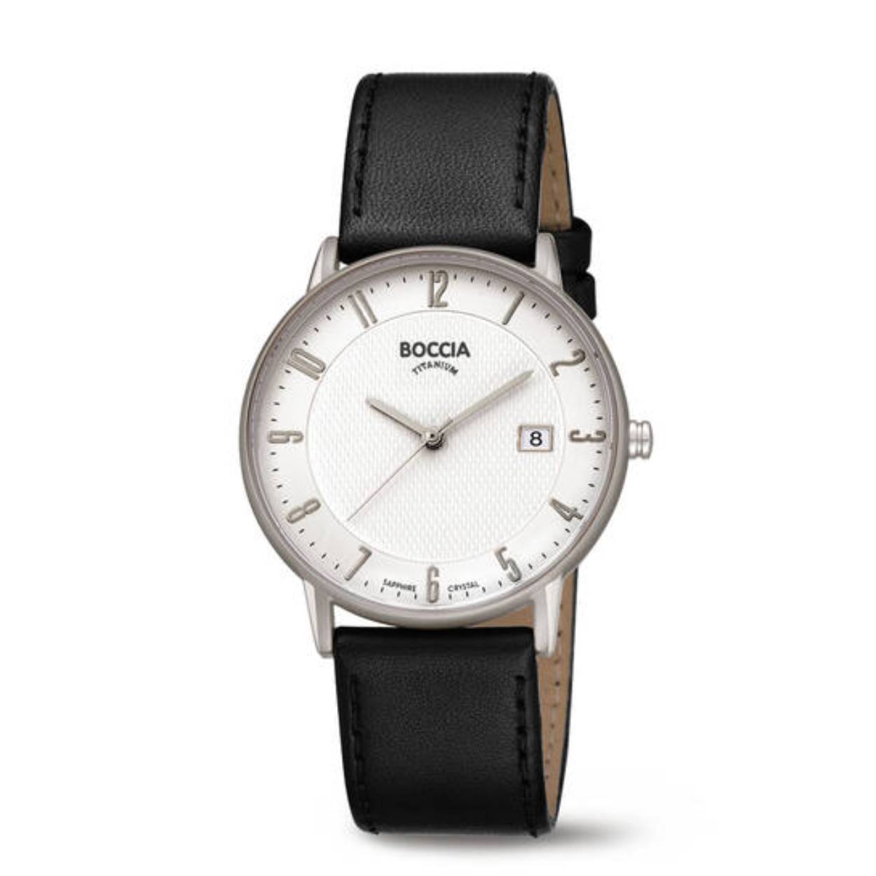 Boccia titanium heren horloge met leren band en krasvrij saffierglas
waterdicht tot 5 ATM
3607-04