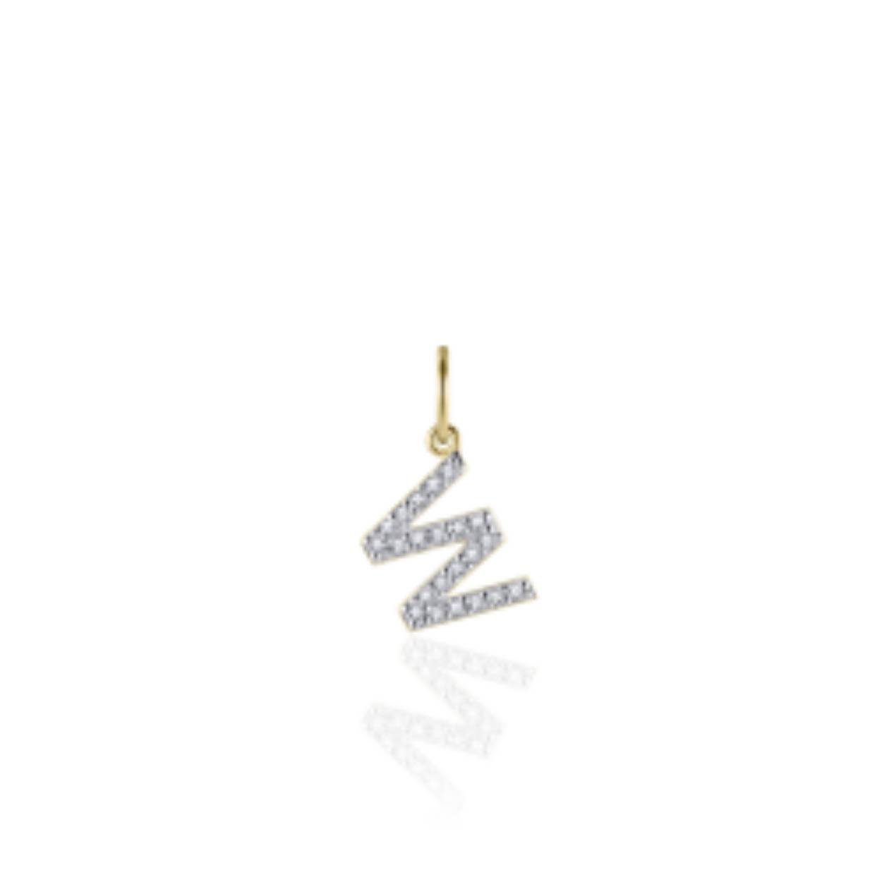letter W | zilver goldplated | zirkonia's