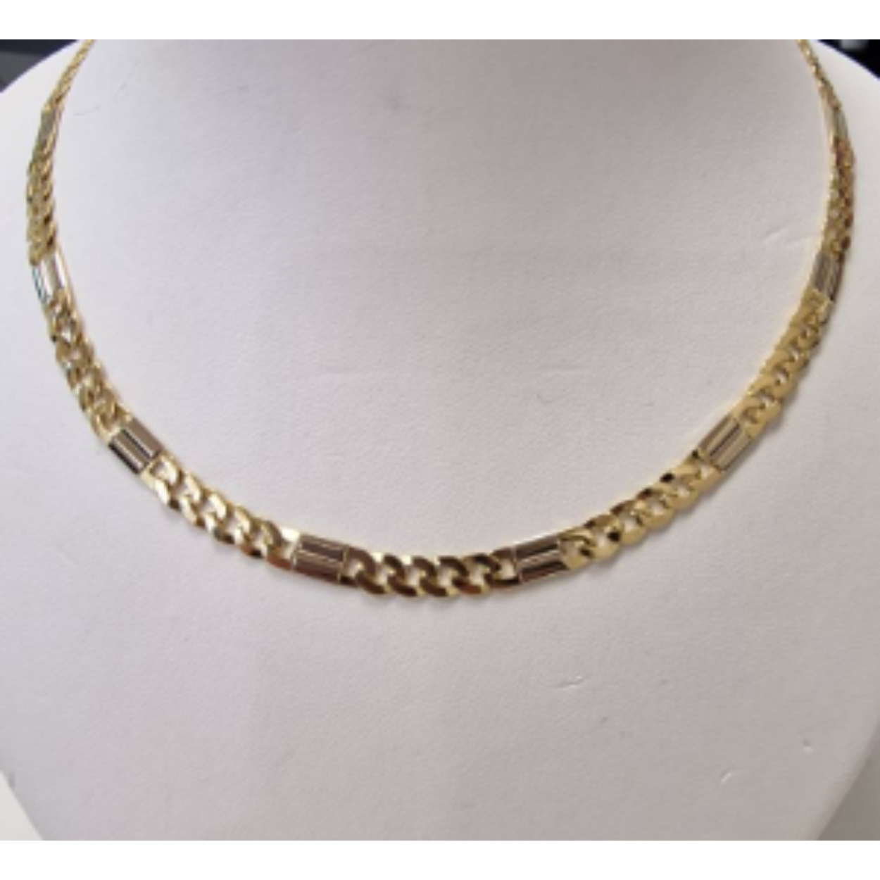 18k geelgoud en witgouden fantasiegourmet 50 cm lengte