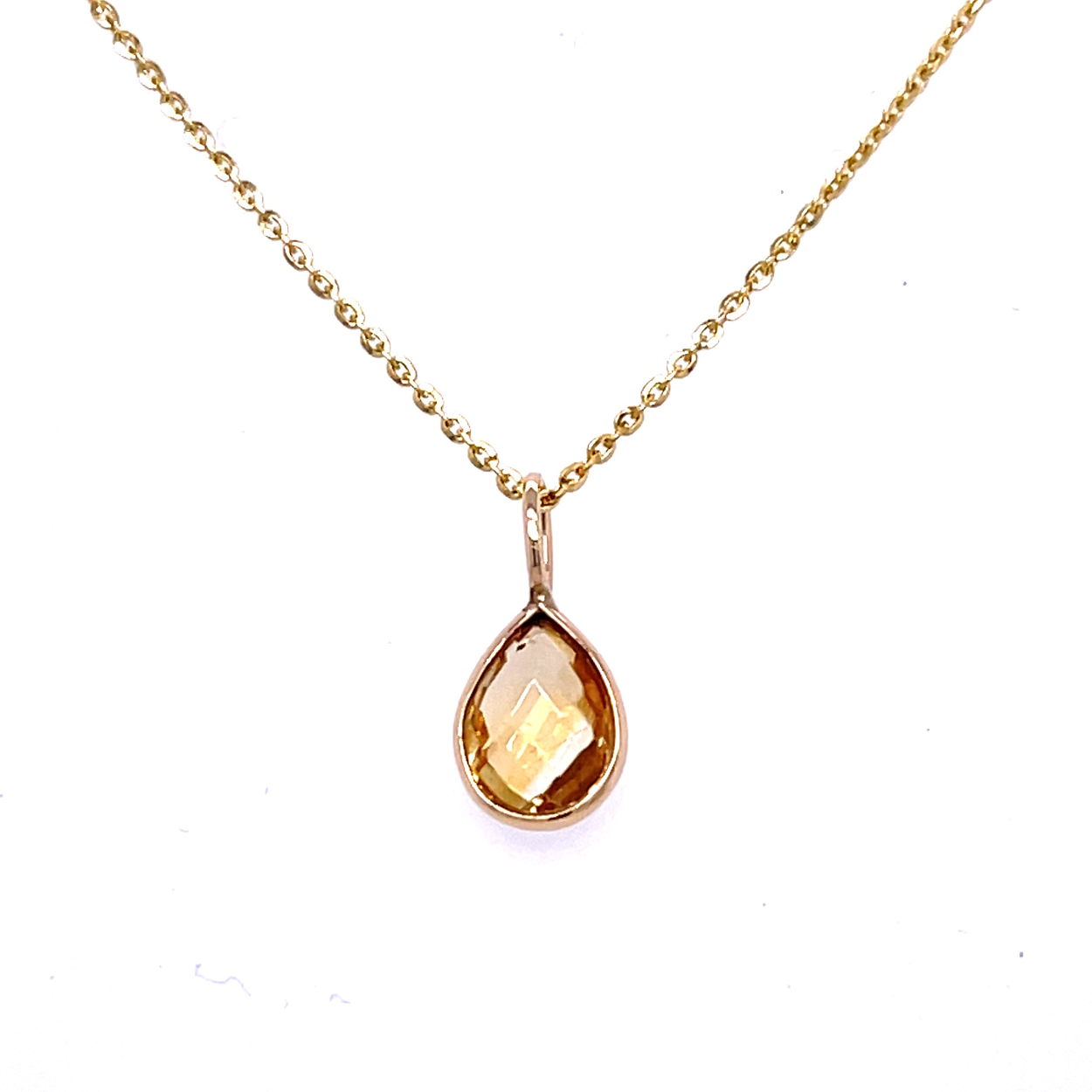 14kt gouden hanger met een druppelvormige Citrien 6x9