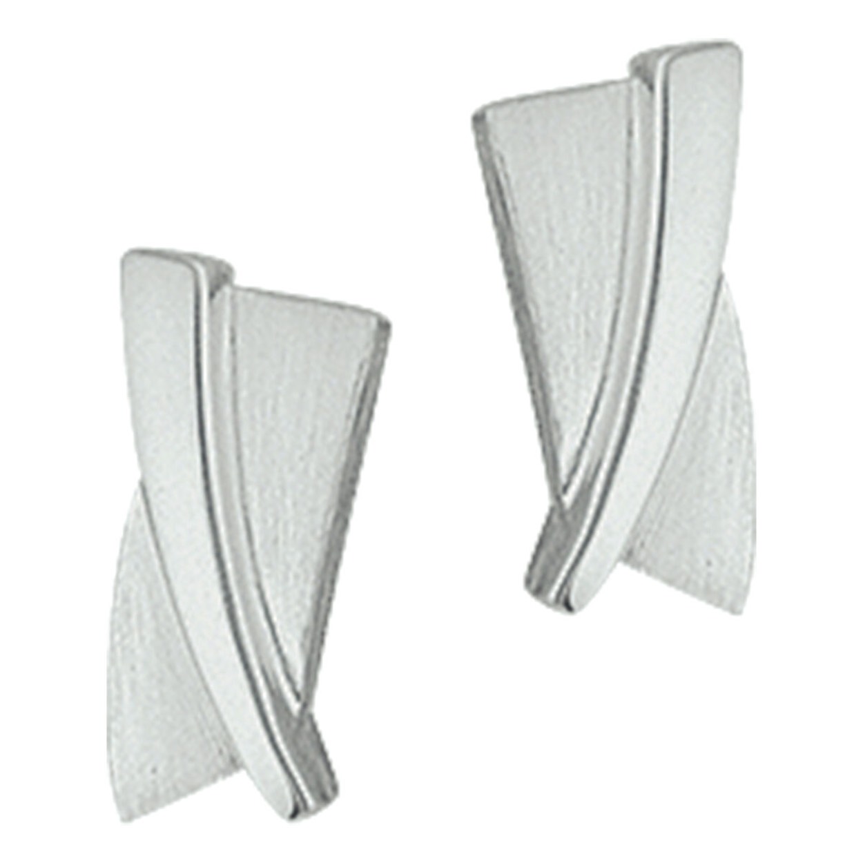 Huiscollectie zilveren oorknoppen met een gepolijste en matte afwerking. De oorknoppen zijn onderdeel van een set.