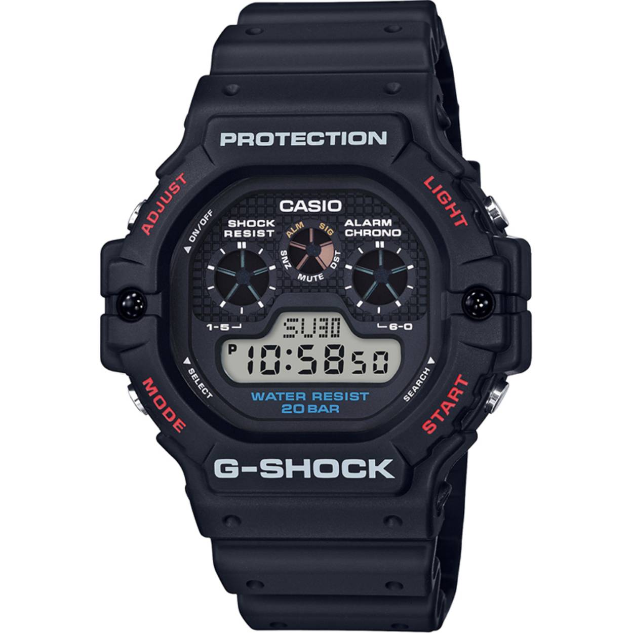 G-shock horloge met kunststof band, zwart