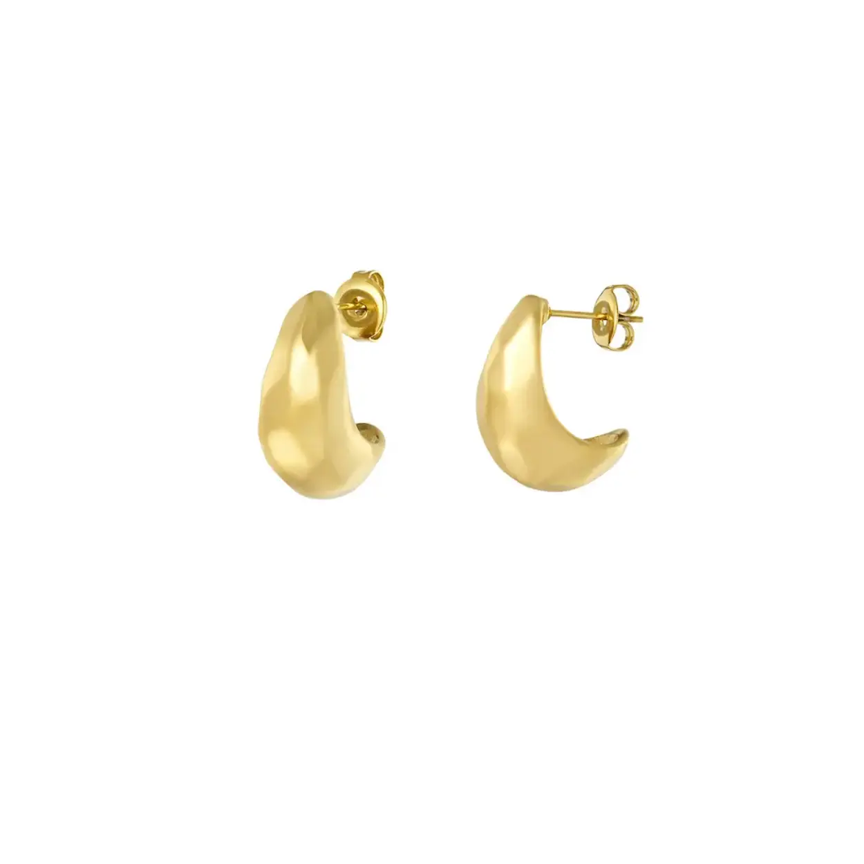 Structured moon earrings - Gold color