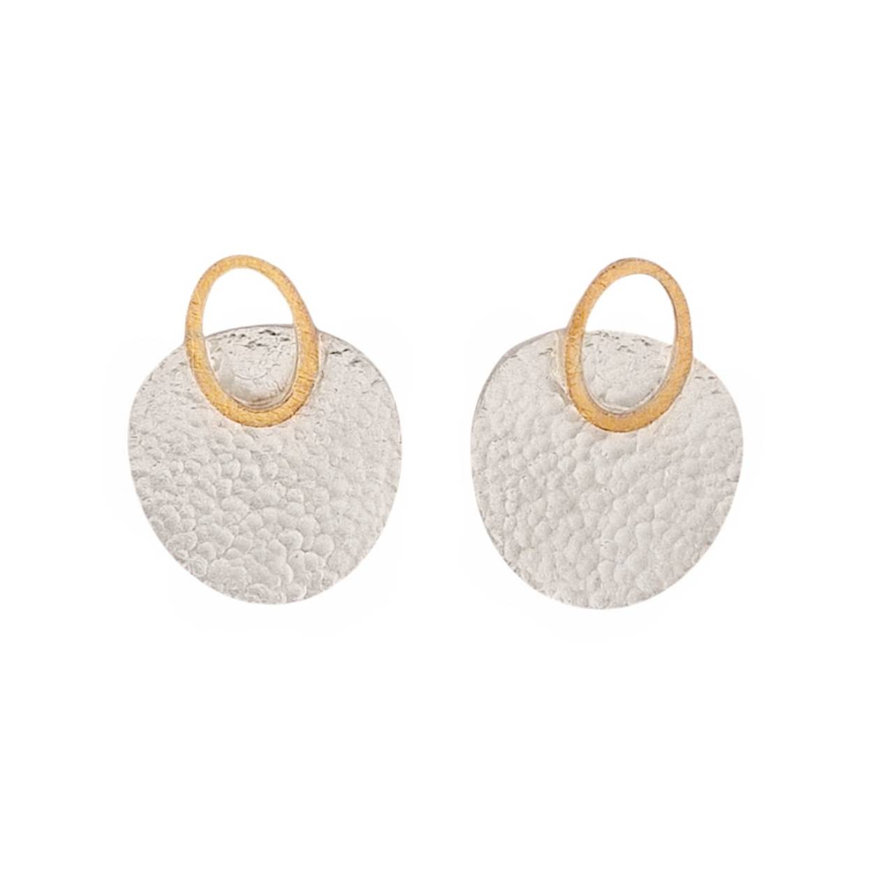 Audar E3503 Zilveren oorknoppen met goud accenten