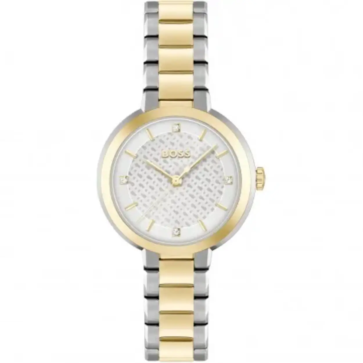 BOSS HB1502761 SENA Dameshorloge 34mm 
Dit BOSS horloge uit de SENA serie met artikelnr: HB1502761 heeft een chique look. Zeer geschikt voor de moderne stijlvolle vrouw van nu. Het dameshorloge valt op door zijn stalen ronde horlogekast met een platte goudkleurige bezel en een zilverwitte bewerkte wijzerplaat met op de 3,6,9 en 12 een kristal als uursaanduiding. Aan de kast zit een stalen bicolor schakelband met vouwsluiting. De kast van het horloge heeft een doorsnee van 34mm met mineraalglas en is 3ATM. 

HET MERK:
HUGO BOSS is afgestemd op levensstijlen waar het gaat om kwaliteit en precisie. Het wereldwijde fashionlabel is verdeeld in twee merken: BOSS en HUGO. Het merk BOSS biedt geavanceerde, moderne horloges gericht op kwaliteit en design om een onberispelijke look te creëren – of het nu zakelijk, casual of sportief is. De horloge collectie van BOSS is perfect afgestemd op levensstijlen waar het gaat om kwaliteit en precisie. BOSS is op maat gemaakt in een onberispelijke stijl.

Blijf stijlvol bij de tijd. Voor de BOSS-vrouw is stijl het handelsmerk en draait alles om
details. Breng uw look naar een hoger niveau met onze nieuwe en kenmerkende horlogecollectie.

SPECIFICATIES:
- Mineraalglas
- Ronde kastvorm, Ø 34mm
- Bicolor horlogekast
- Zilverwitte wijzerplaat
- Bicolor schakelband