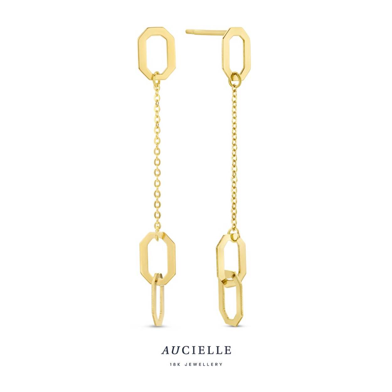 Aucielle oorhangers geel goud 18k octagon