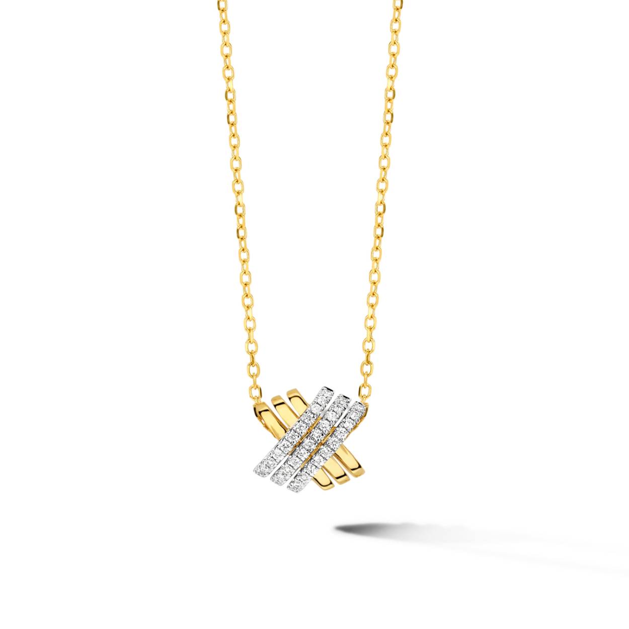 Ketting geel goud en hanger diamant