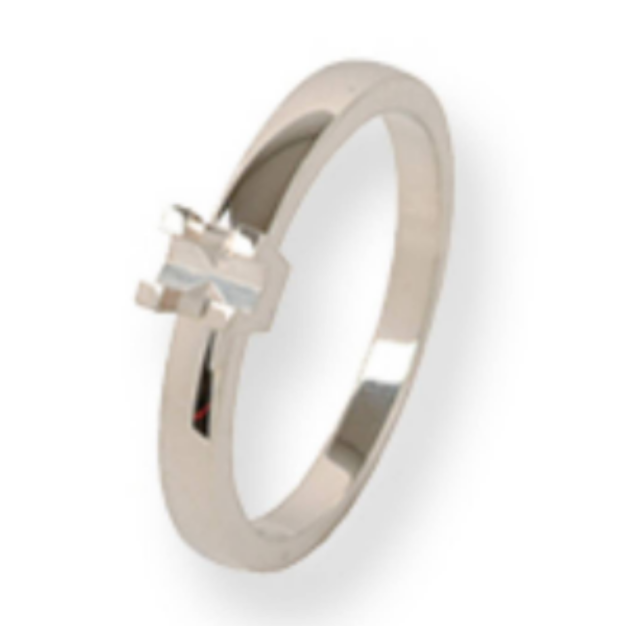 14K witgouden solitair ring met chaton 0.10ct