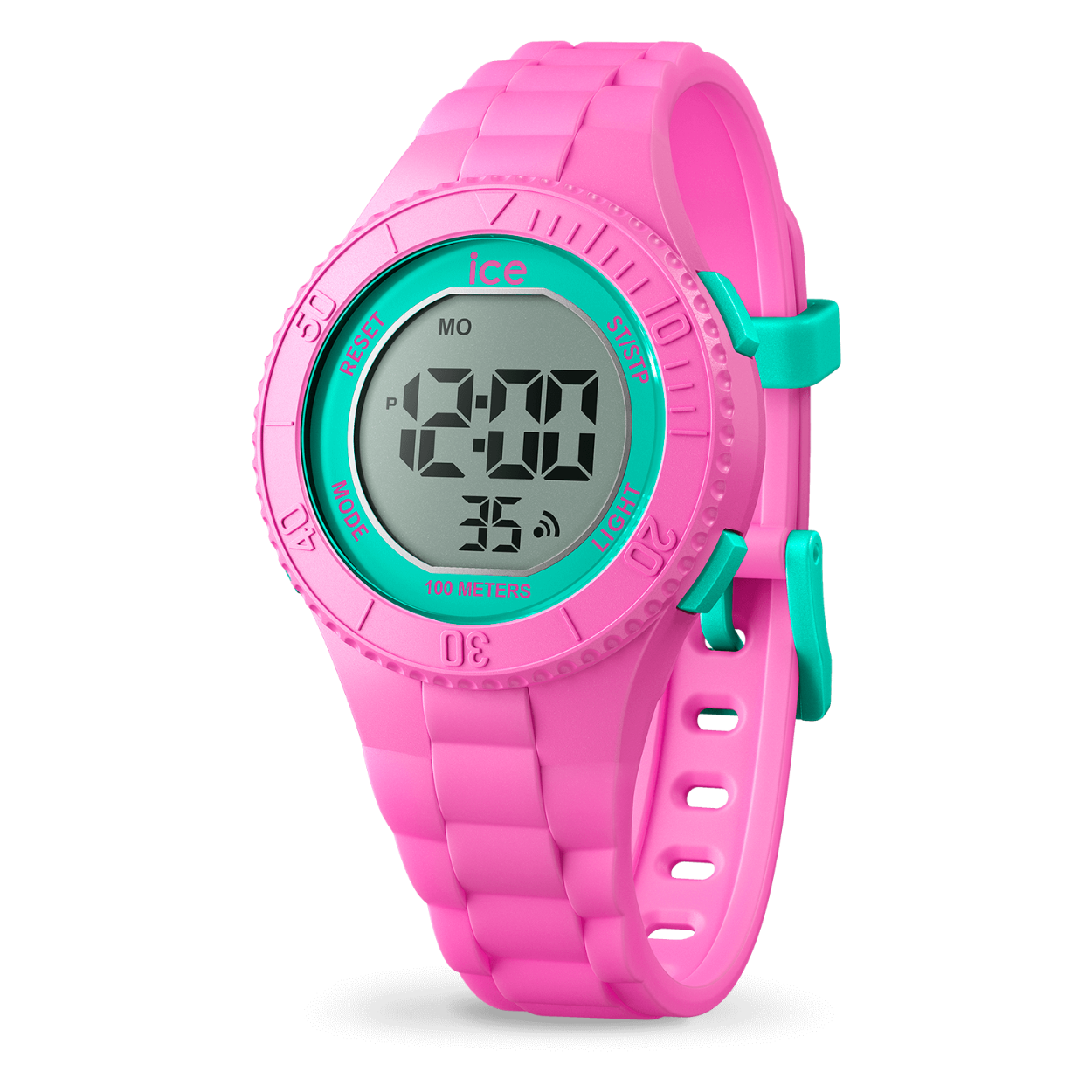 De tijd om digitaal te gaan is aangebroken voor Ice-Watch met de ICE digit pink turquoise: het perfecte horloge voor het nieuwe schooljaar. Dit lichte horloge zonder wijzers in zachte silicone zal zowel kinderen als ouders kunnen bekoren. Dankzij de waterbestendigheid van 10 ATM kan je je horloge dragen in alle omstandigheden, ook onder de douche of in het zwembad!