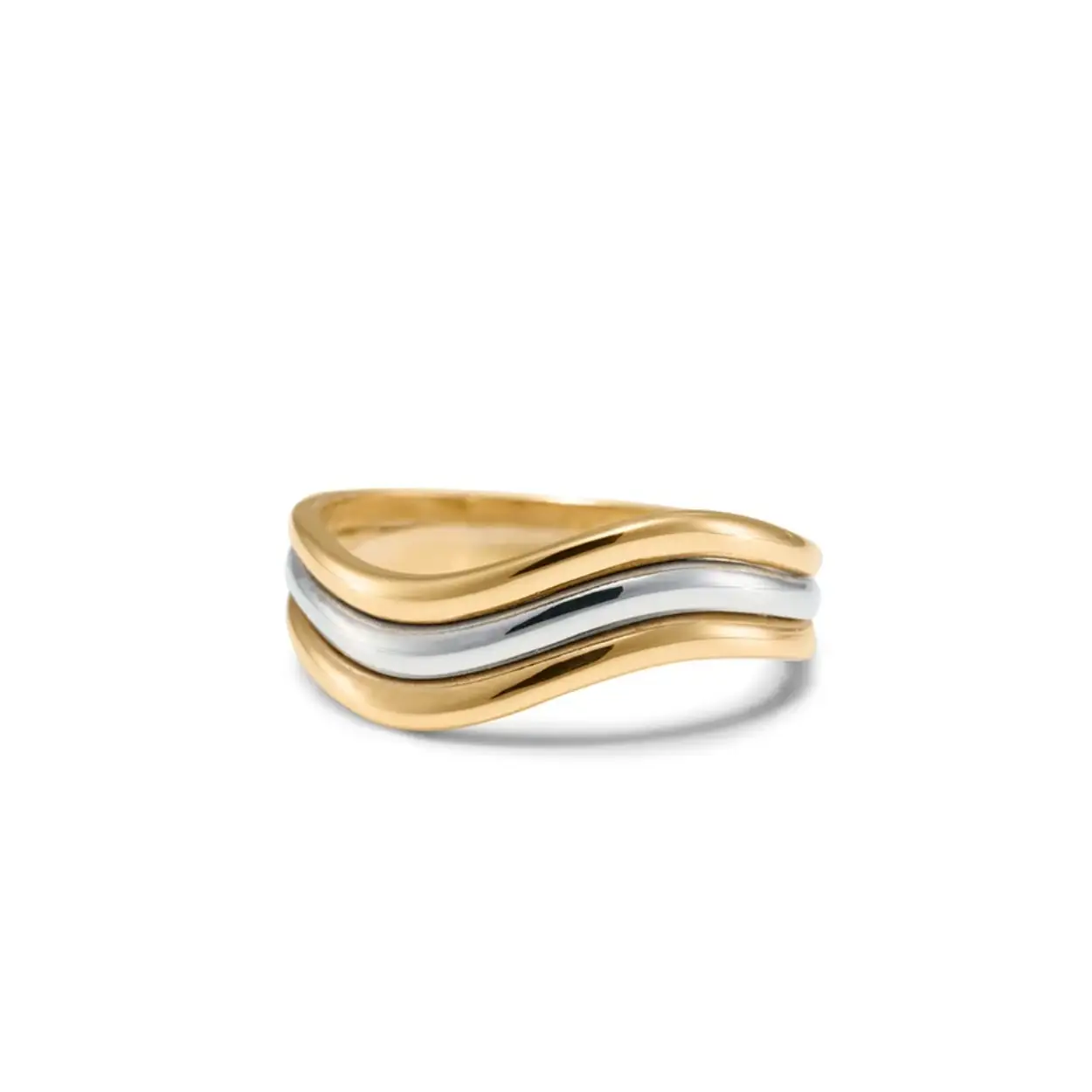 14kt gouden ring rood-wit en geelgoud
