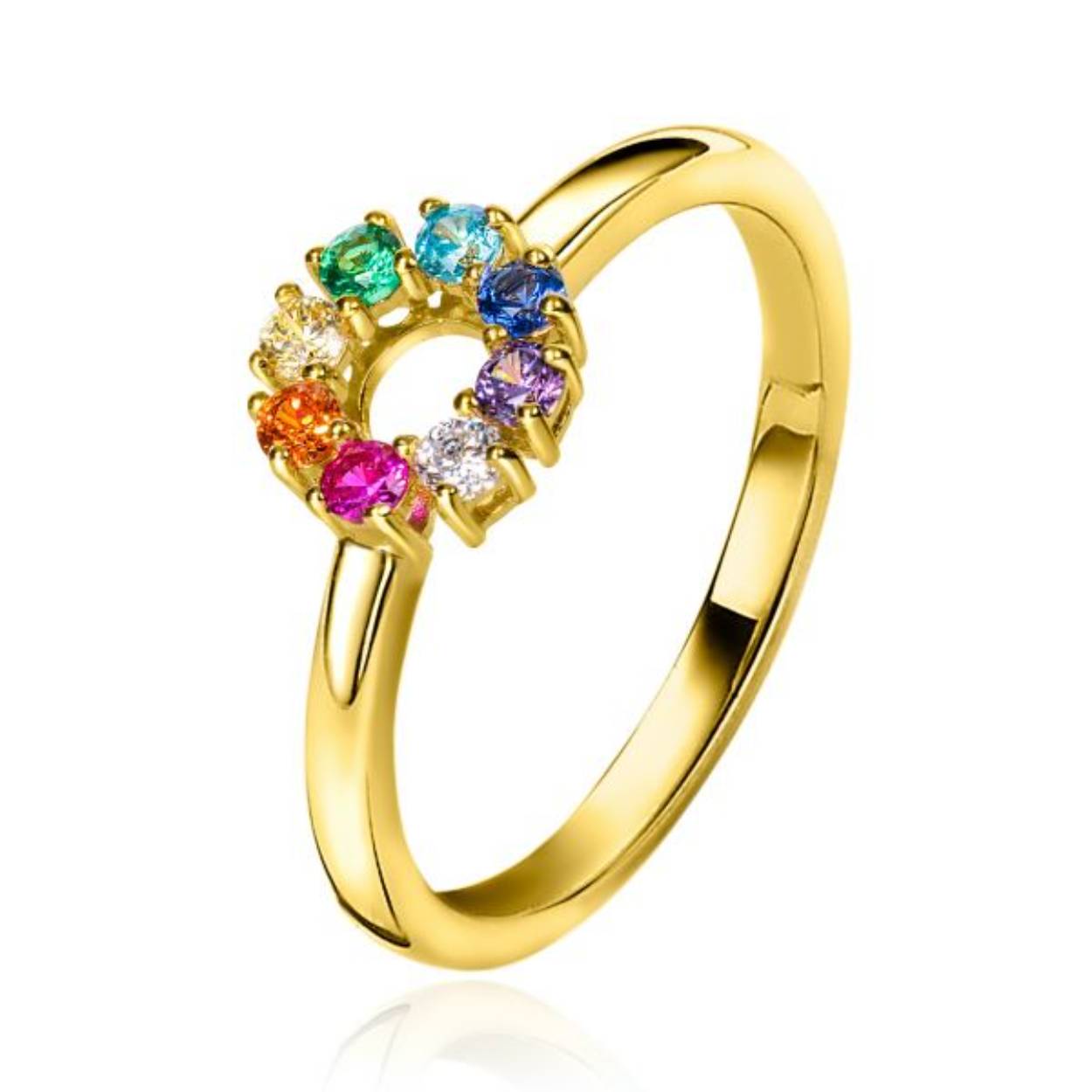 ZINZI zilveren ring 14K geel verguld 8,5mm in ronde vorm bezet met een regenboog aan kleurstenen. Deze subtiele maar schitterende ring geeft elke outfit kleur! Maak je look compleet met de bijbehorende ketting en oorknoppen. Vervaardigd van eerste gehalte zilver (925) en extra 14K geel verguld.

Afmeting  21 x 8,5 x 8,5mm