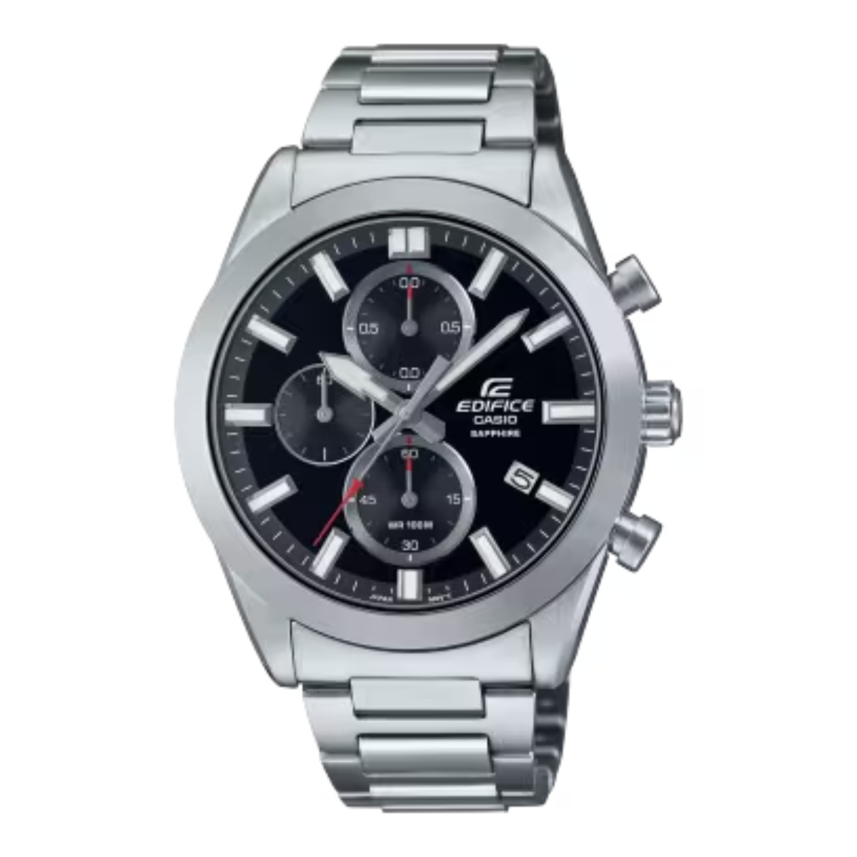 Dit Casio Edifice horloge heeft referentie nummer EFB-710D-1AVUEF

Maak een gewaag maar verfijnd statement met de premium uitstraling van deze luxe en sportieve EDIFICE-chronograaf. De stevige metalen band, gemaakt met H-vormige verbindingen, zorgt voor een nog comfortabelere pasvorm om je pols. Daarnaast beschermt het krasbestendige saffierglas het uurwerk, zodat je je nergens zorgen om hoeft te maken.