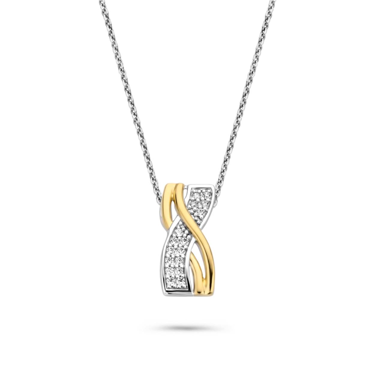 zilveren collier met hanger van Rosa di Luca Bi-color met zirkonia