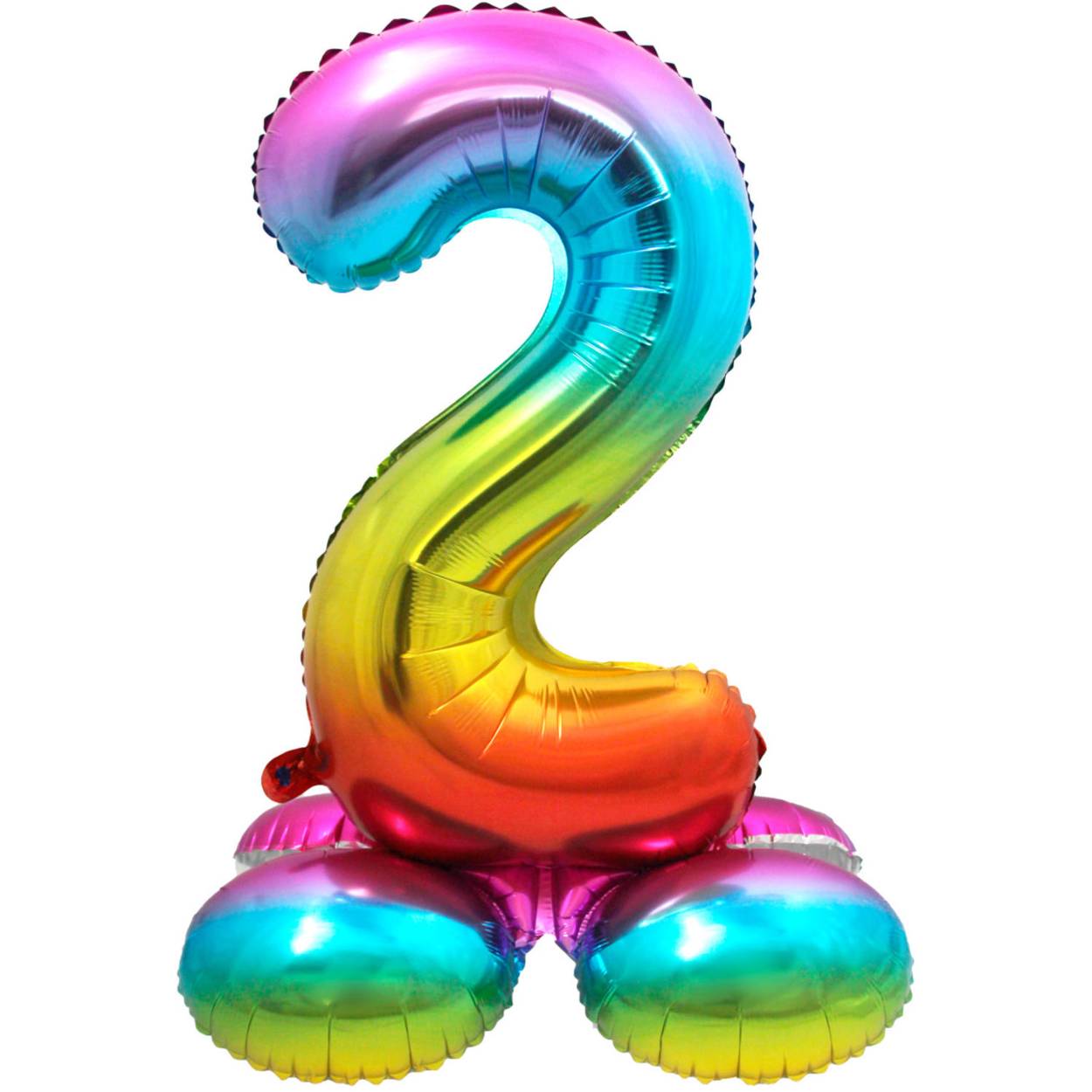 Staande Folieballon Cijfer 2 Regenboog - 72 cm. Inhoud: 1 folieballon. Kleur: Meerkleurig. Bijvoorbeeld te gebruiken tijdens de volgende feestgelegenheid/feestgelegenheden: Verjaardag, Kinderfeestje en Jubileum. Deze folieballon is 28 inch/72 cm en kan gevuld worden met lucht (geen helium nodig). Het artikel is gemaakt van folie.