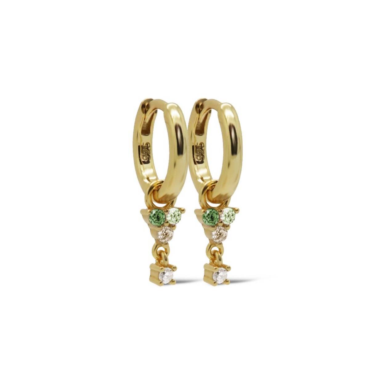 Karma oorringen Hinged Hoops FLOWER Green Zirconia Goldplated