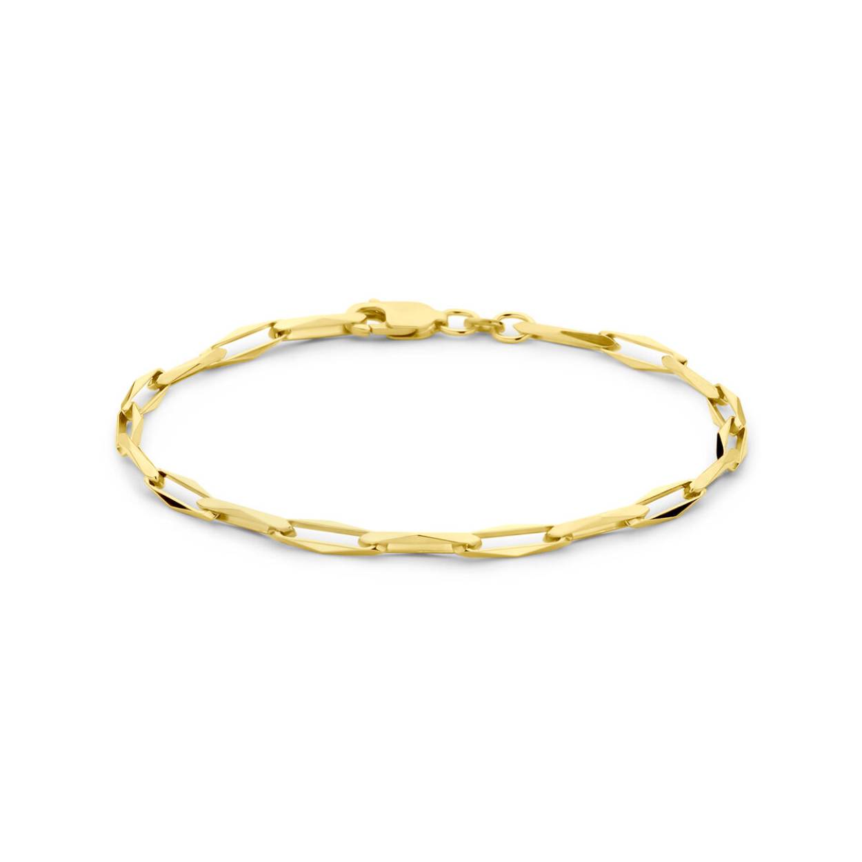 1 14 krt geelgouden armband in massieve "closed-for-ever"-schakels. Deze armband is zeer geschikt als bedelarmband