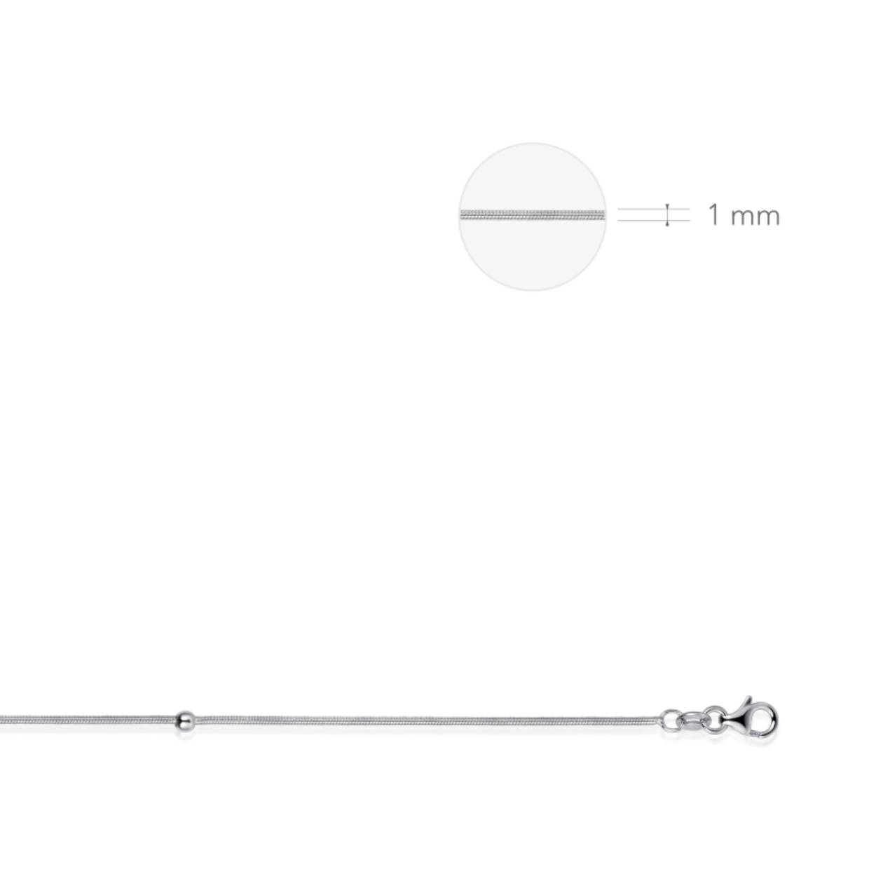 Zilveren collier slang, bolletje 45cm C005-45