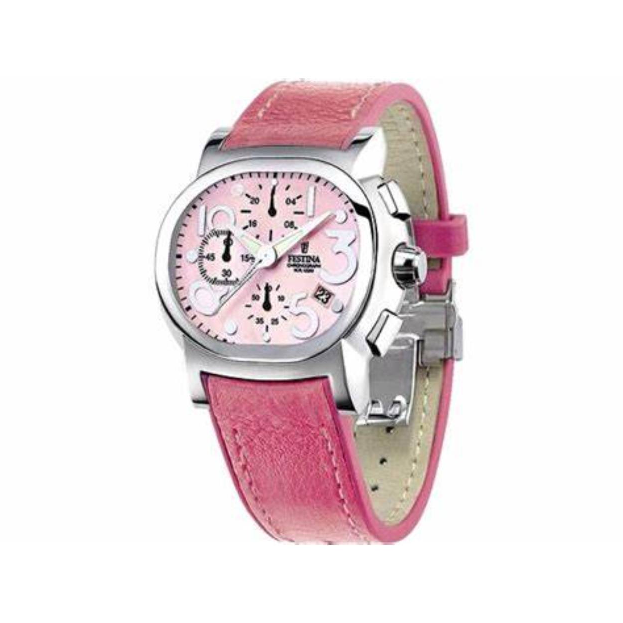 
Festina dames horloge lederband MAMBO roze chronograaf 16180/3