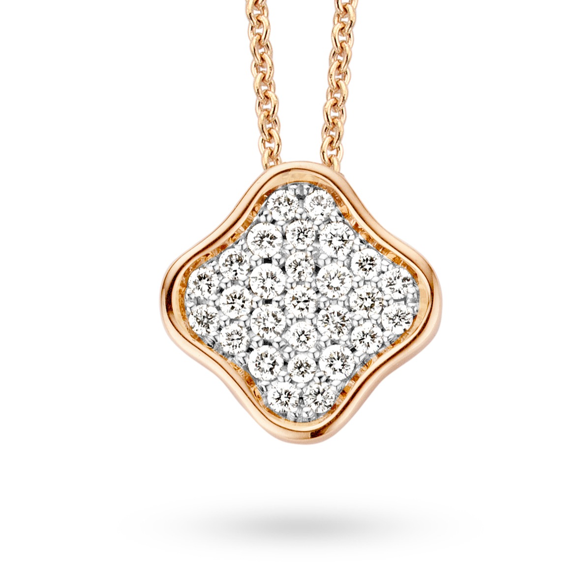 18KT rood/witgoud collier 0.38ct