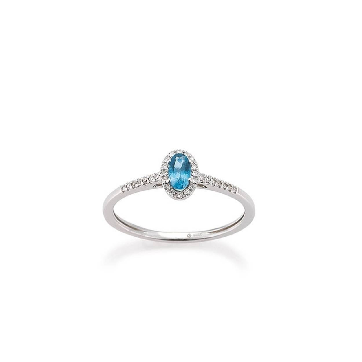  14K Wit Gouden ring met Topaas London Blue 0,28 CT Diamant 0,08 CT H/SI 