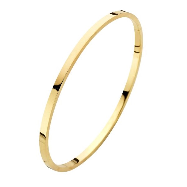 Prachtige 14krt geelgouden vlakke armband, 3mm dik, 61mm doorsnede.