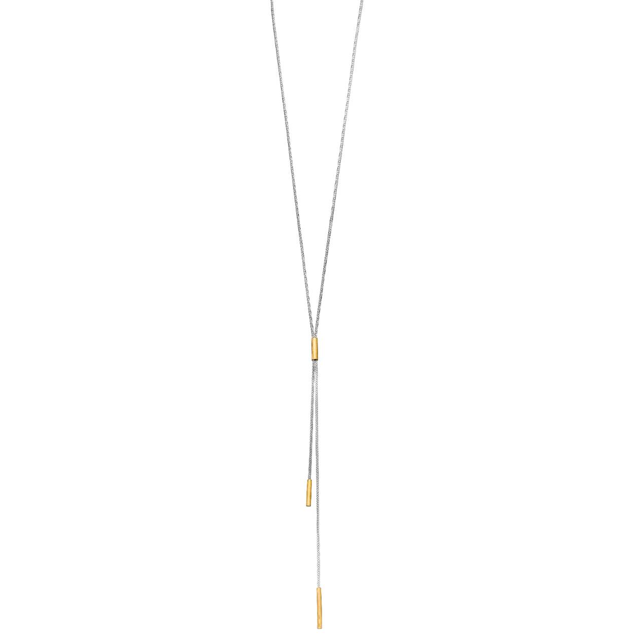 Dit prachtige Manu Schmuck collier is uitgevoerd in zilver en goud en is een echte eyecatcher. Het collier heeft een elegante uitstraling en is perfect voor elke gelegenheid. Draag dit collier bij een chique outfit voor een extra touch of glamour. De beste manier om het te dragen is in combinatie met een eenvoudige top of jurk om de focus op het collier te leggen. Maak je look compleet met bijpassende zilveren of gouden accessoires voor een verfijnde uitstraling.