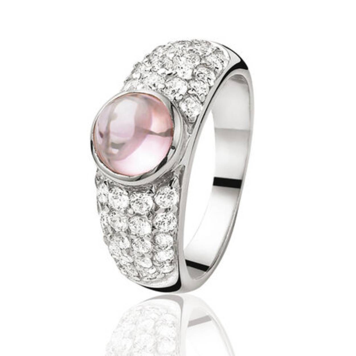 Zinzi zilveren ring roze wit zirkonia mt56 ZIR268R