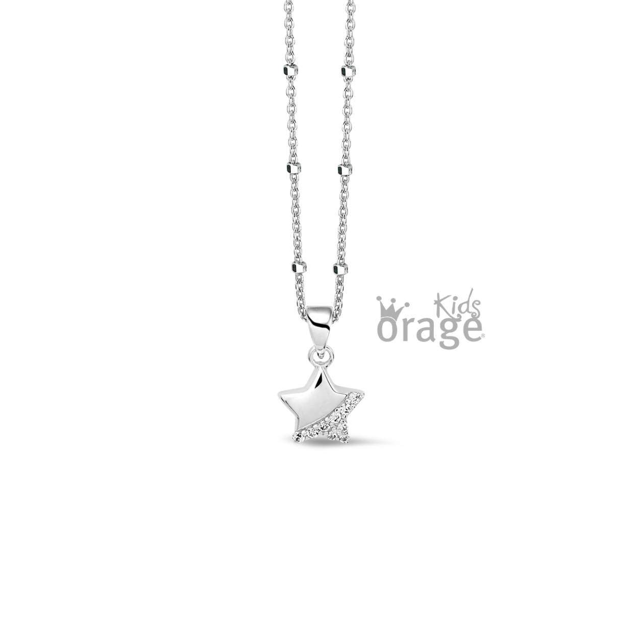 Zilveren ketting (36 cm) met hanger 'ster'
De hanger bevat kleine zirkonium steentjes
Bijhorende oorbellen zijn ook verkrijgbaar van deze set