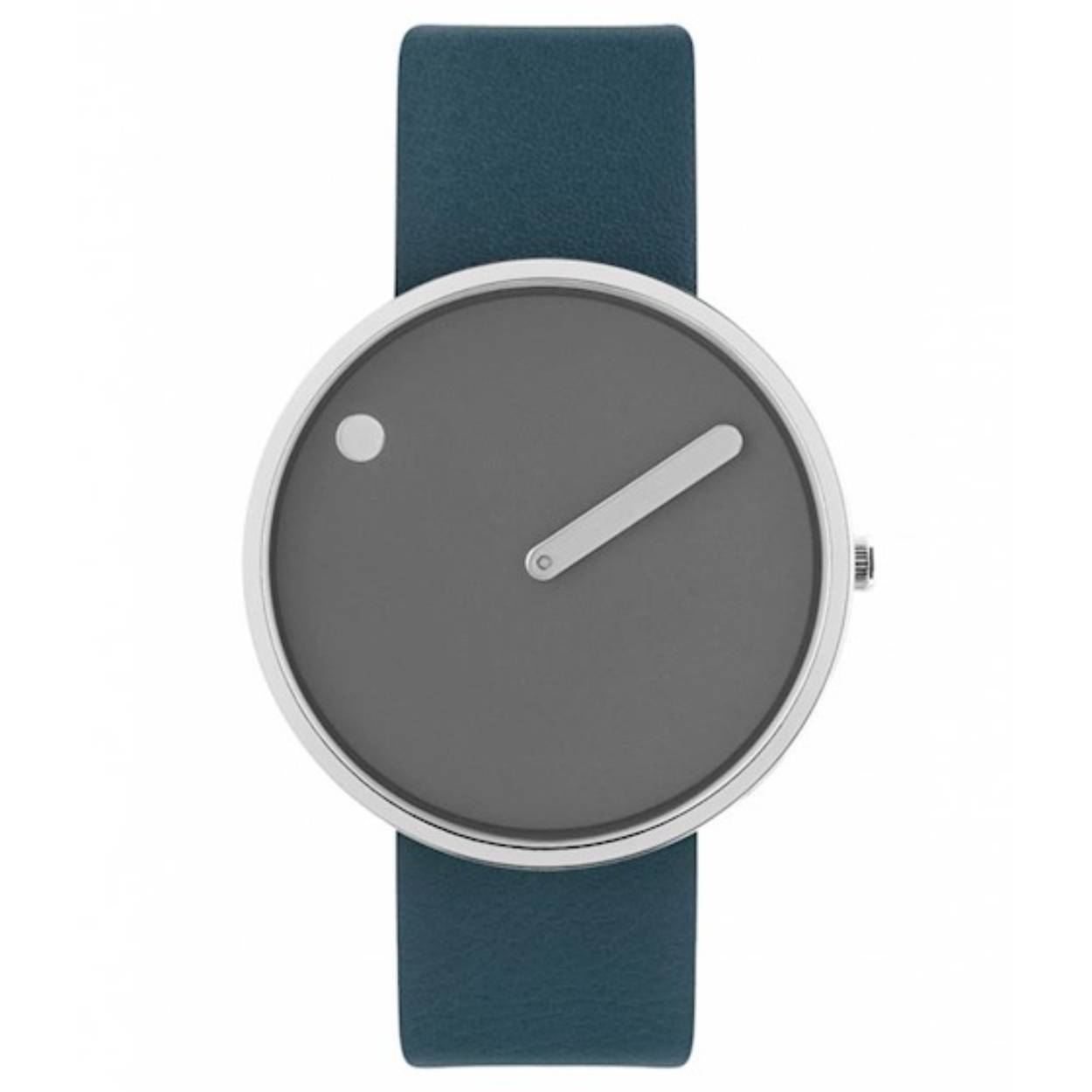 Picto horloge met petrol leren band