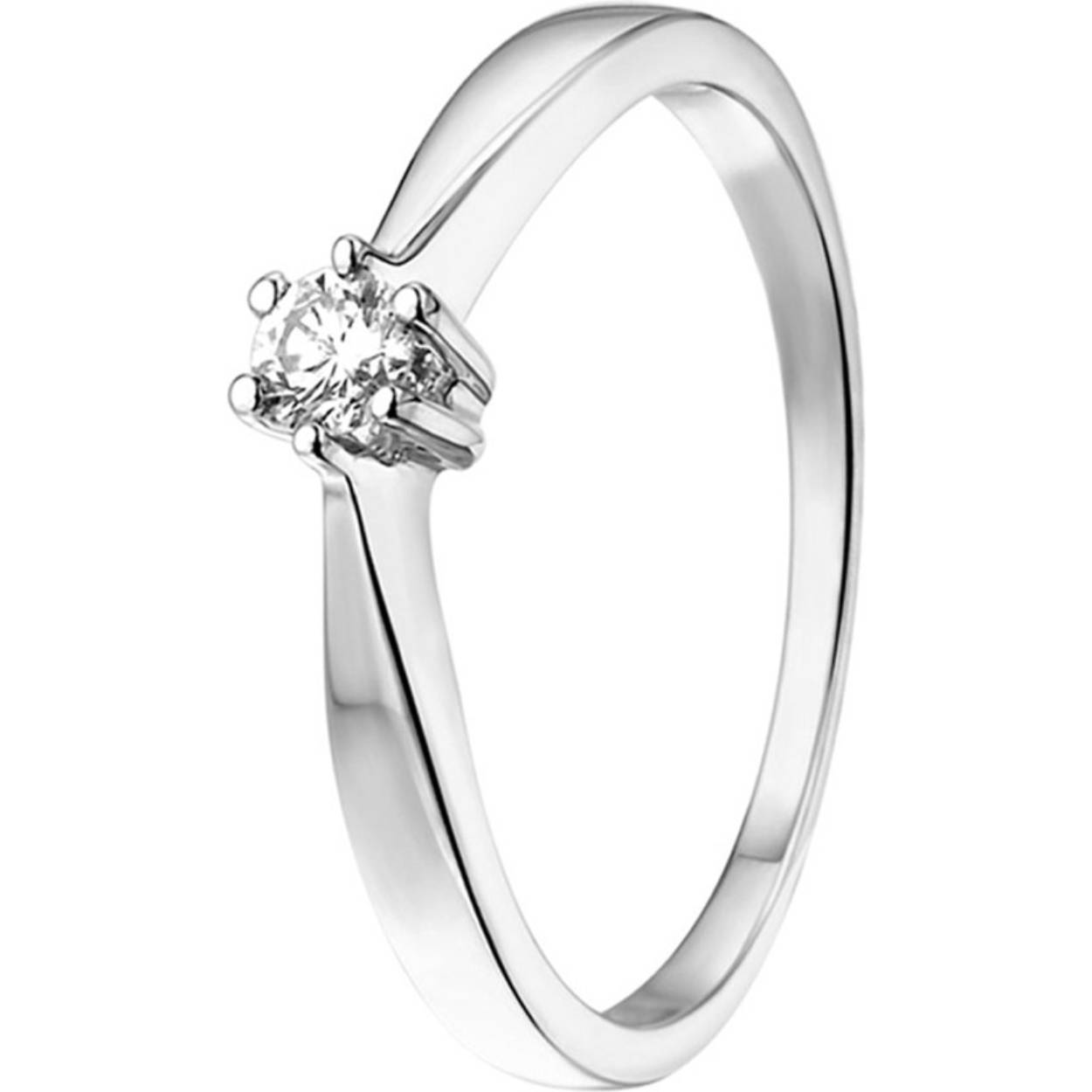14k witgouden solitaire met een 6 poots zetting