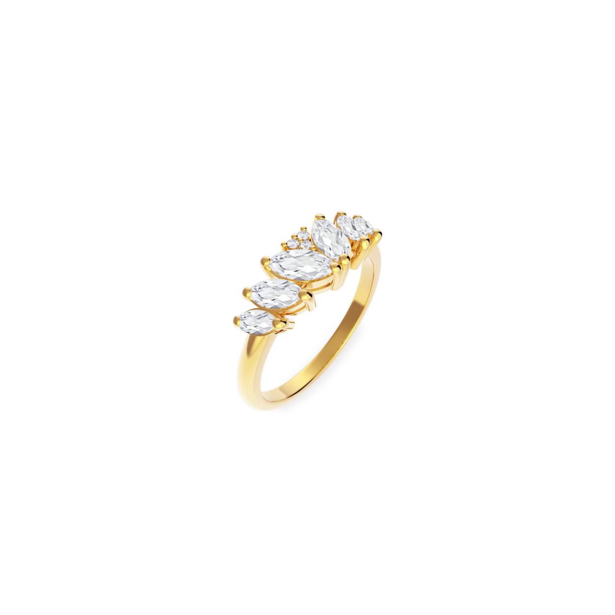 Goudkleurige ring met échte diamantjes uit de collectie 'Love always'
Materiaal: zilver, verguld met 18 kt goud/diamant: 0,012 ct/witte markies